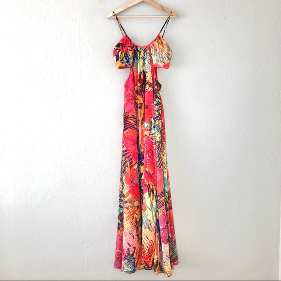 Marciano Dresses & Skirts - Marciano Hot House Hibiscus Tropical Cutout Maxi Dress Gown
